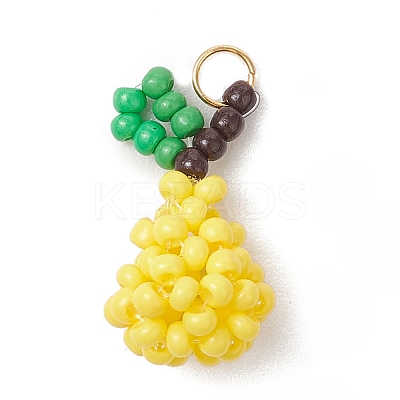 Handmade Glass Seed Beaded Pear Pendants PALLOY-MZ00486-1