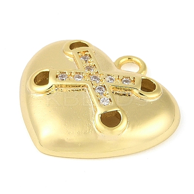 Cross Theme Real 18K Gold Plated Brass Micro Pave Clear Cubic Zirconia Pendants KK-L219-06G-02-1