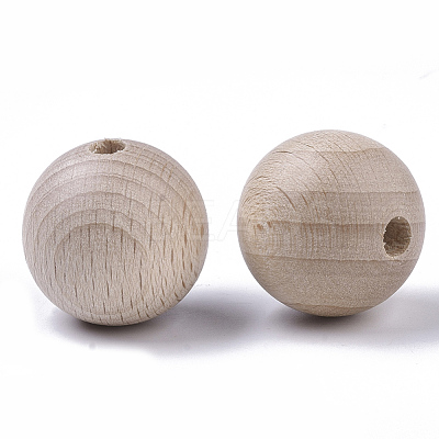 Natural Beech Wood Beads WOOD-T020-01D-1
