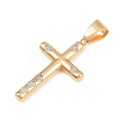 316 Surgical Stainless Steel & Clear Cubic Zirconia Pendants STAS-A137-03C-G-1