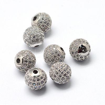 Rack Plating Brass Cubic Zirconia Beads ZIRC-S001-10mm-A02-1