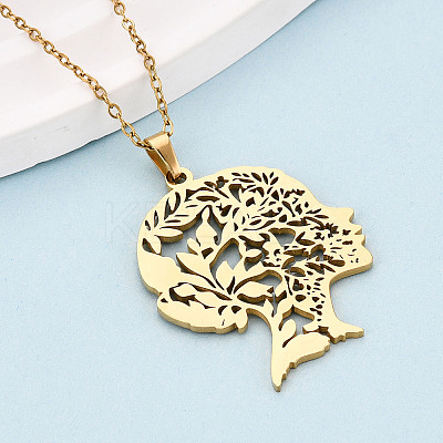 304 Stainless Steel Pendant Necklaces NJEW-T018-54G-1