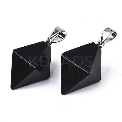 Natural Black Stone Double Terminated Pointed Pendants G-S359-093A-1