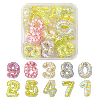 20Pcs UV Plating Transparent Acrylic Beads OACR-YW0001-58-1
