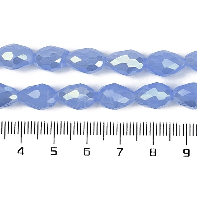 Opaque Solid Color Electroplate Glass Beads Strands EGLA-N013-J8mm-B06-1