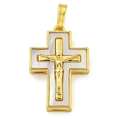 Brass Pendants with Shell KK-D534-02G-03-1