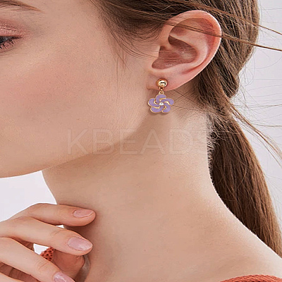 20Pcs 5 Colors Flower Alloy Enamel Pendants ENAM-LP0001-56-1