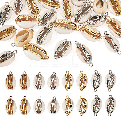 24Pcs 4 Styles Electroplate Cowrie Shell Link Connectors Charms and Pendants SHEL-TA0001-25-1