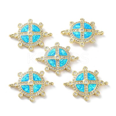 Rack Plating Brass Micro Pave Clear Cubic Zirconia Connector Charms KK-C041-29G-1