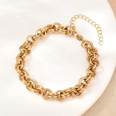 304 Stainless Steel Double Link Chain Bracelets for Women SA-H001-23G-1