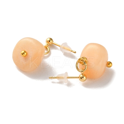 Natural Howlite 304 Stainless Steel Dangle Stud Earrings EJEW-H017-02G-02-1