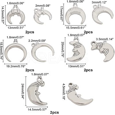 10Pcs 5 Style 304 Stainless Steel Pendants STAS-UN0024-67-1