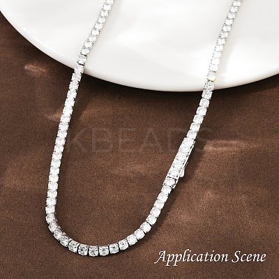 925 Sterling Silver Clear Cubic Zirconia Chains STER-C016-02B-P02-1