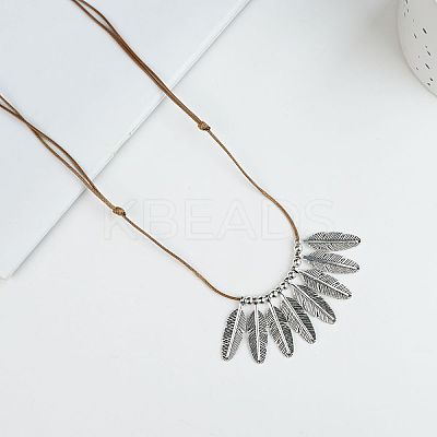 Boho Alloy Pendant Adjustable Cord Necklaces for Women WG6DA09-05-1