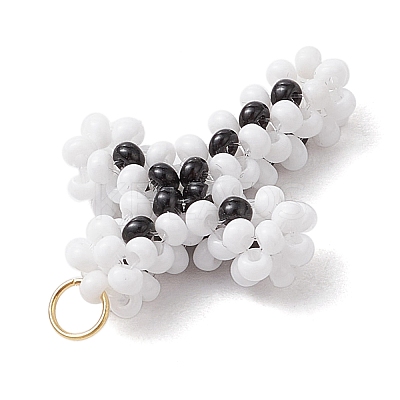 Beaded Cross Charms PALLOY-GD00002-02-1