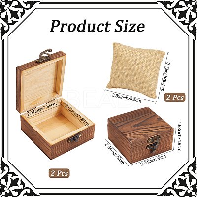 2Pcs Wooden Jewelry Trinket Storage Boxes with 2Pcs Cloth Bracelet Watch Pillows CON-BBC0001-16B-1
