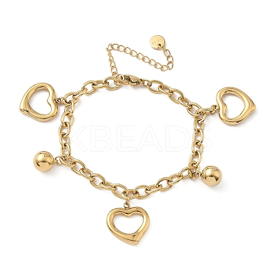 304 Stainless Steel Charm Bracelets for Women BJEW-G750-02B-G-1