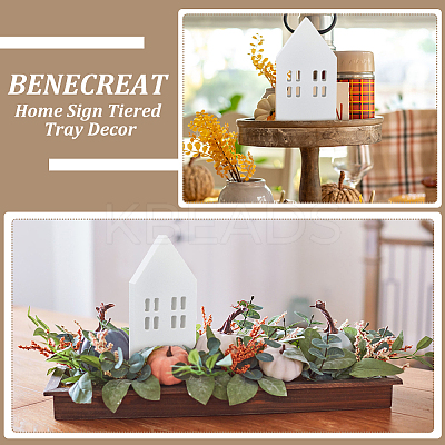 4Pcs 2 Styles Christmas Wood House Display Decorations DJEW-BC0001-28A-1