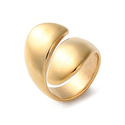Ion Plating(IP) 304 Stainless Steel Plain Band Wrap Cuff Ring RJEW-L103-01-G-1