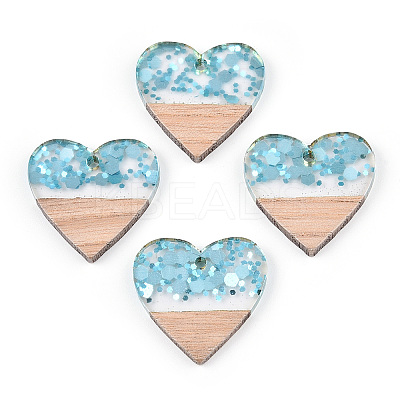 Transparent Resin & White Wood Pendants RESI-N039-55-1