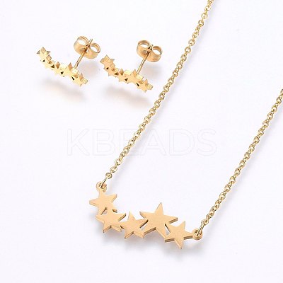 304 Stainless Steel Jewelry Sets SJEW-O090-16G-1