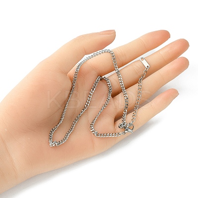 304 Stainless Steel Curb Chain Necklace for Men Women NJEW-YW0001-14-1