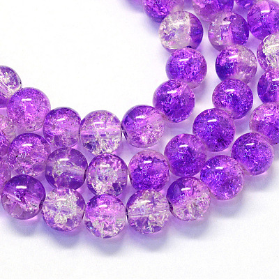 Baking Paint Transparent Crackle Glass Round Bead Strands DGLA-Q018-4mm-68-1