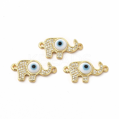 Rack Plating Real 18K Gold Plated Brass Micro Pave Clear Cubic Zirconia Connector Charms ZIRC-L102-05G-01-1