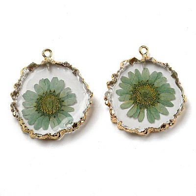 Inner Dried Flower Resin Pendants X-RESI-P028-02KCG-02-1