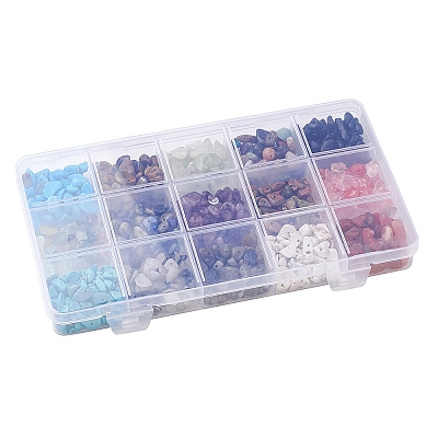 180G 15 Styles Natural & Synthetic Mixed Gemstone Beads Set G-FS0005-73-1