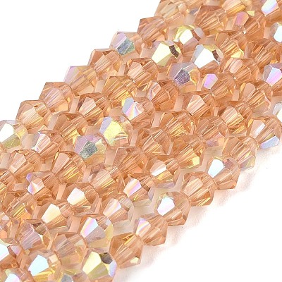 AB Color Plated Transparent Glass Beads Strands GLAA-G127-01-01E-1