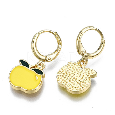Brass Enamel Huggie Hoop Earrings EJEW-T014-21G-02-NF-1