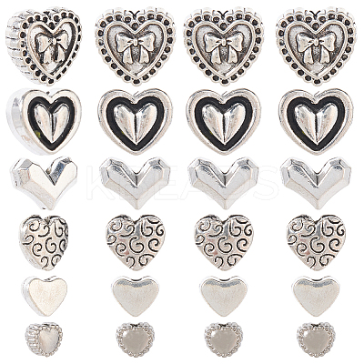 120Pcs 6 Styles Tibetan Style Alloy Beads TIBE-SP0001-22B-1