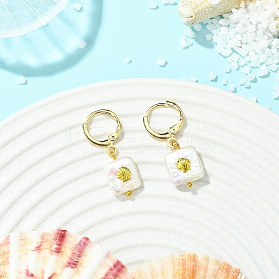 Natural Pearl & Alloy Hoop Earrings EJEW-JE07022-1