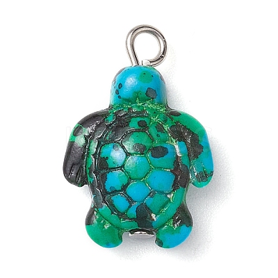 6Pcs 6 Color Dyed Synthetic Turquoise Sea Animal Pendants PALLOY-JF02725-1