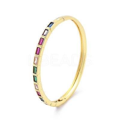 Rack Plating Brass Micro Pave Cubic Zirconia Bangles for Women BJEW-G730-01G-04-1