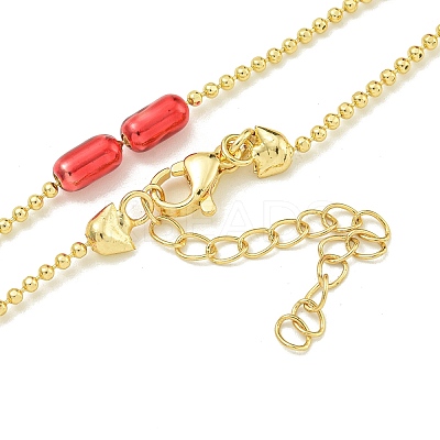 Brass Enamel Column Link Chain Necklaces NJEW-H039-05G-03-1