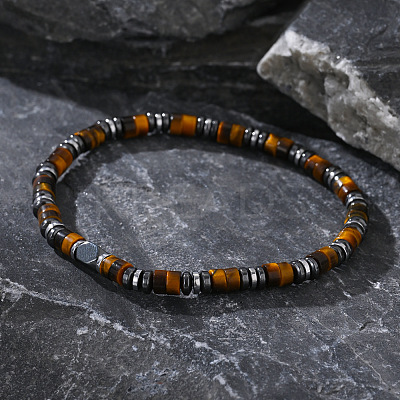 Natural Yellow Tiger Eye Beads Stretch Bracelet for Men IN5542-1