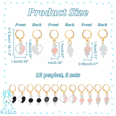 Alloy Ename Heart & Lollipop & Rabbit Pendant Locking Stitch Markers HJEW-AB00069-1