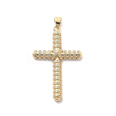 Rack Plating Brass with Clear Cubic Zirconia Pendants KK-Q017-21G-1