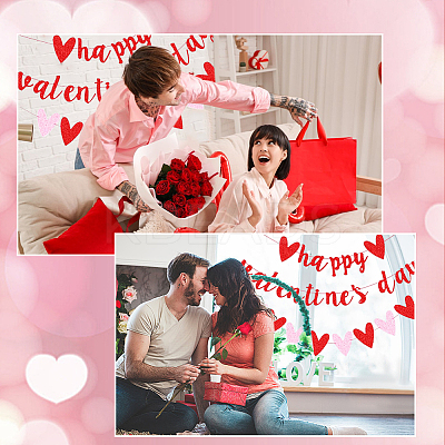 2 Sets 2 Style Valentine's Day Theme Paper Flags AJEW-CP0005-86-1