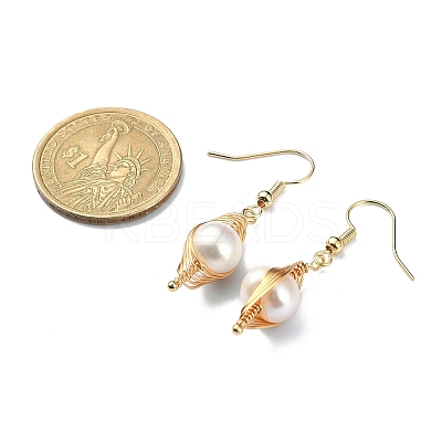 Natural Pearl Pendant Necklace & Dangle Earrings SJEW-JS01276-1