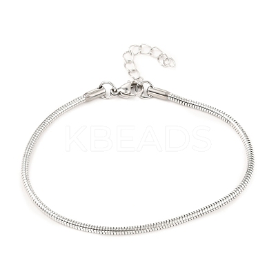 Tarnish Resistant Unisex 304 Stainless Steel Round Snake Chain Bracelets BJEW-H541-02B-P-1