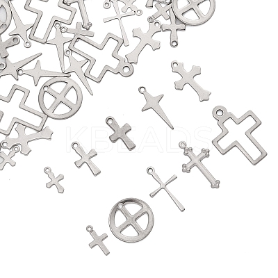 60Pcs 10 Styles 201 and 304 Stainless Steel Pendants STAS-FS0001-91-1