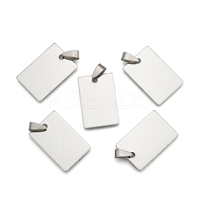 Non-Tarnish 201 Stainless Steel Rectangle Mirror Polished Finish Stamping Blank Tag Pendants X-STAS-S030-01-1