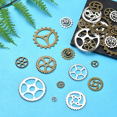 36Pcs 12 Styles Tibetan Style Alloy Steampunk Pendants TIBEP-YW0001-89-1