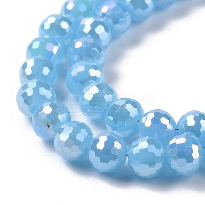 Electroplate Imitation Jade Glass Beads Strands GLAA-E036-12B-1