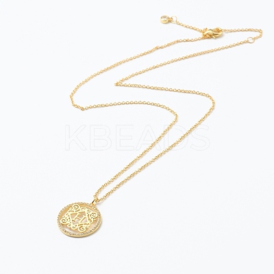 Brass Micro Pave Clear Cubic Zirconia Pendant Necklaces NJEW-J059-01H-1