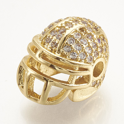 Brass Micro Pave Cubic Zirconia Football Helmet Beads ZIRC-S061-52G-1