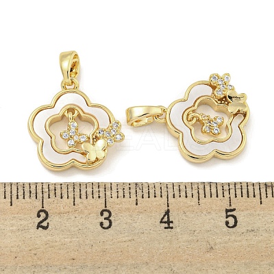 Brass with Clear Cubic Zirconia with Sea Shell Pendants KK-Q820-12G-1